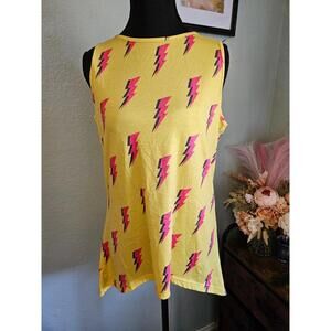 L&B lucky and blessed tank top, bright yellow & hot pink, S